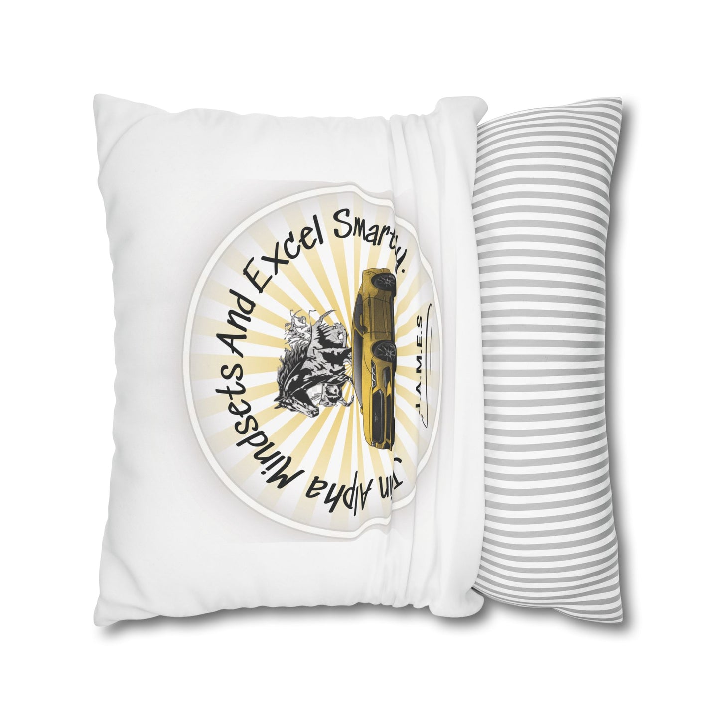 Personalized Initial Quote Horse Car — Custom Sayings on Square Poly Canvas Pillowcase