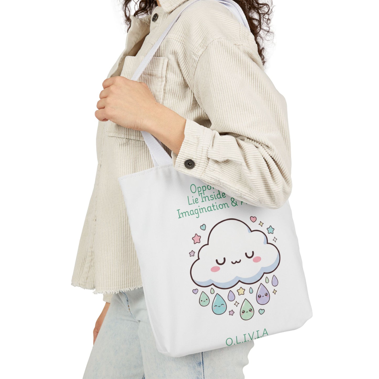 Personalized Initial Quote Cloud Dripping Canvas Tote Custom Name