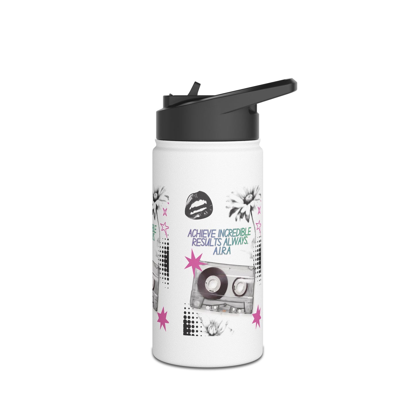 Personalized Initial Quote Cassette Stainless Steel Water Bottle