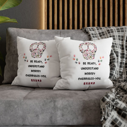 Personalized Initial Quote Floral Skull — Custom Sayings on Square Poly Canvas Pillowcase