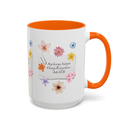 Personalized Floral Clip Note Accent Coffee Mug