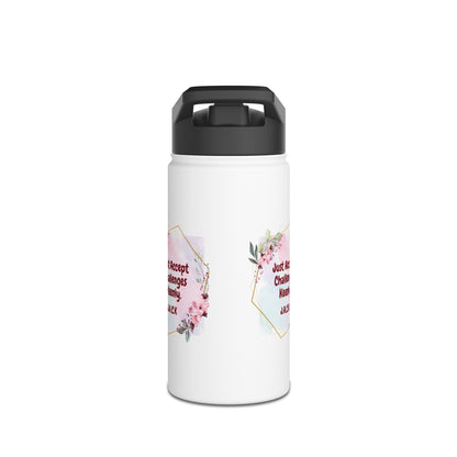 Personalized Initial Quote Floral Frame Stainless Steel Water Bottle