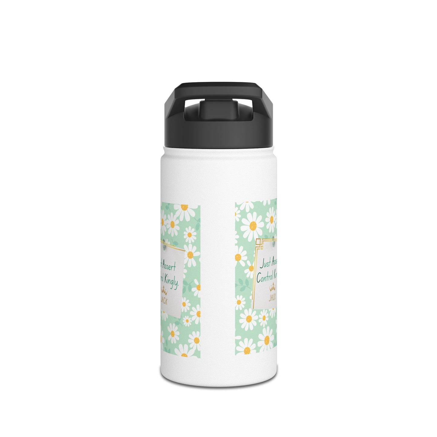 Personalized Initial Quote Floral Note Stainless Steel Water Bottle
