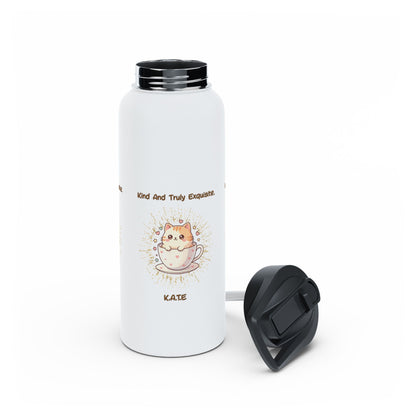 Personalized Initial Quote Exquisite Cat Stainless Steel Water Bottle