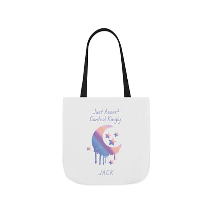 Personalized Initial Quote Moon Dripping Canvas Tote Custom Name