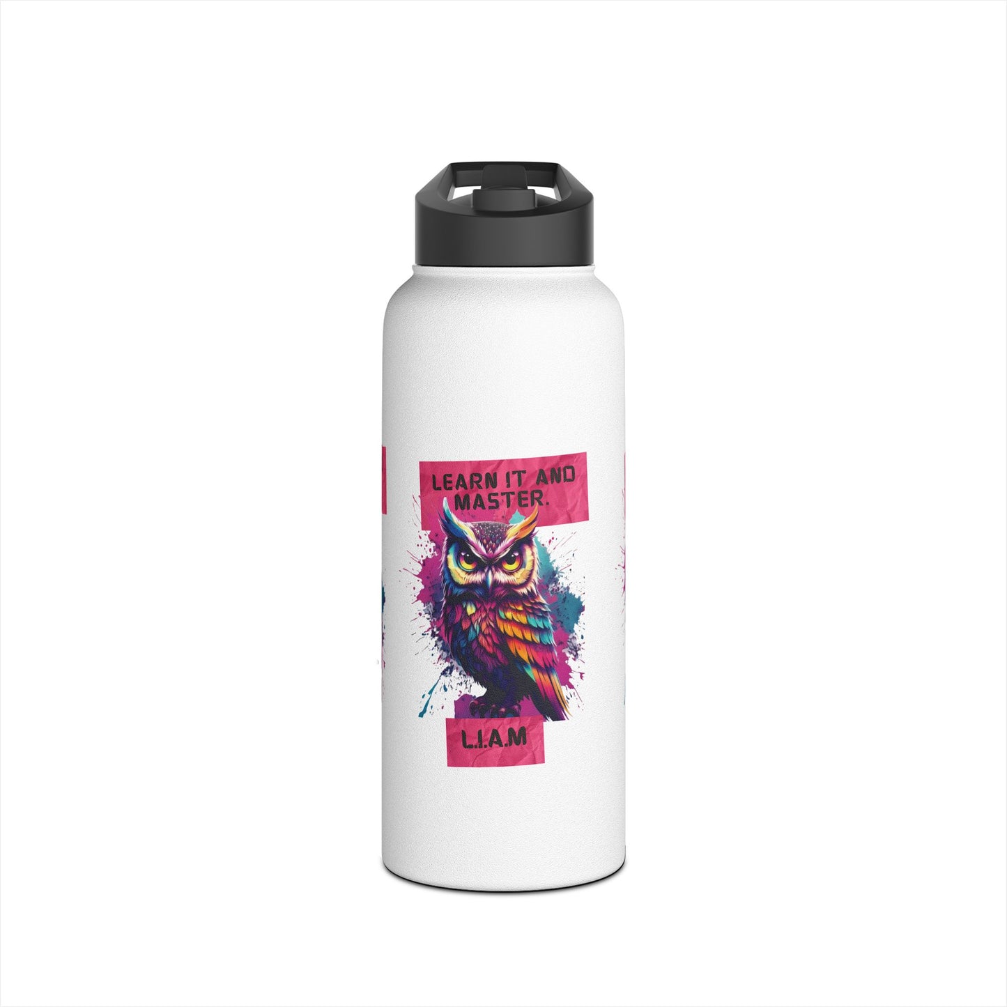 Personalized Initial Quote Owl Stainless Steel Water Bottle