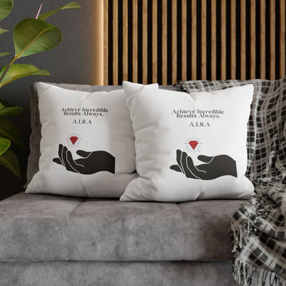 Personalized Initial Quote Gem Hand — Custom Sayings on Square Poly Canvas Pillowcase