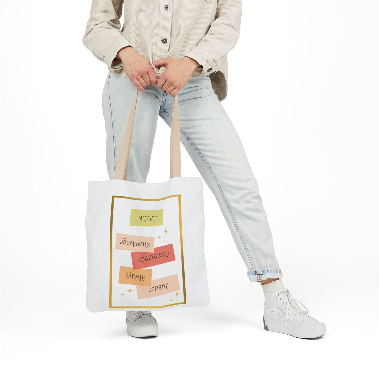 Personalized Initial Quote Inspirational Canvas Tote Custom Name