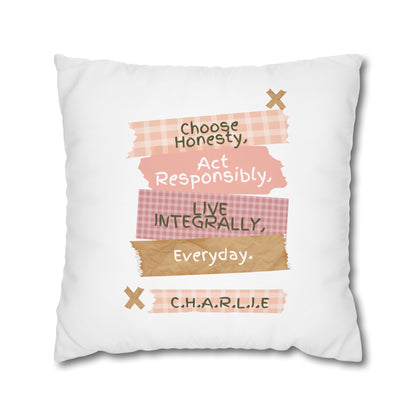 Personalized Initial Quote Note Steps — Custom Sayings on Square Poly Canvas Pillowcase