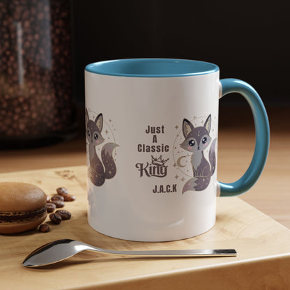 Personalized Initial Fox King Accent Coffee Mug