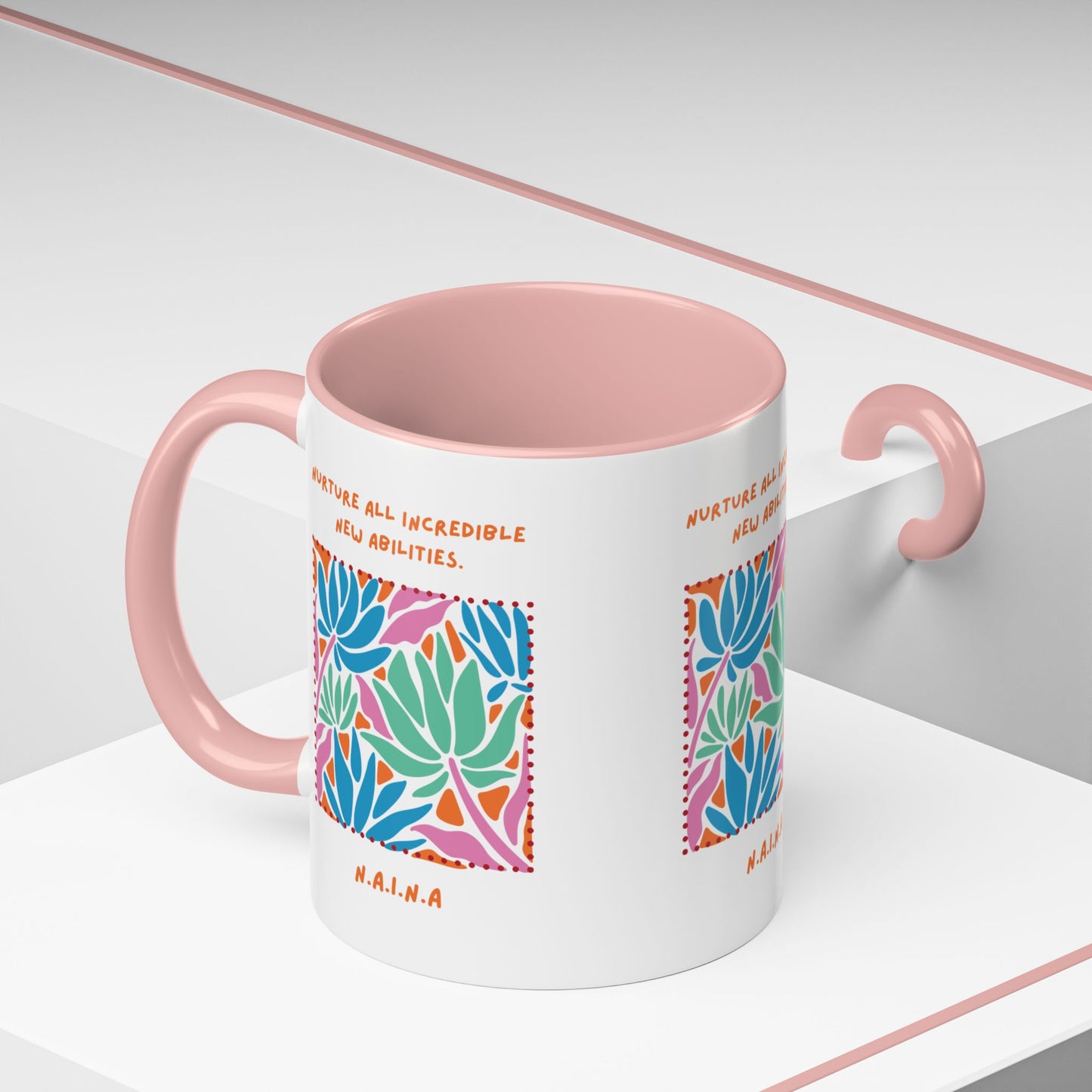 Personalized Initial Floral Momentum Accent Coffee Mug