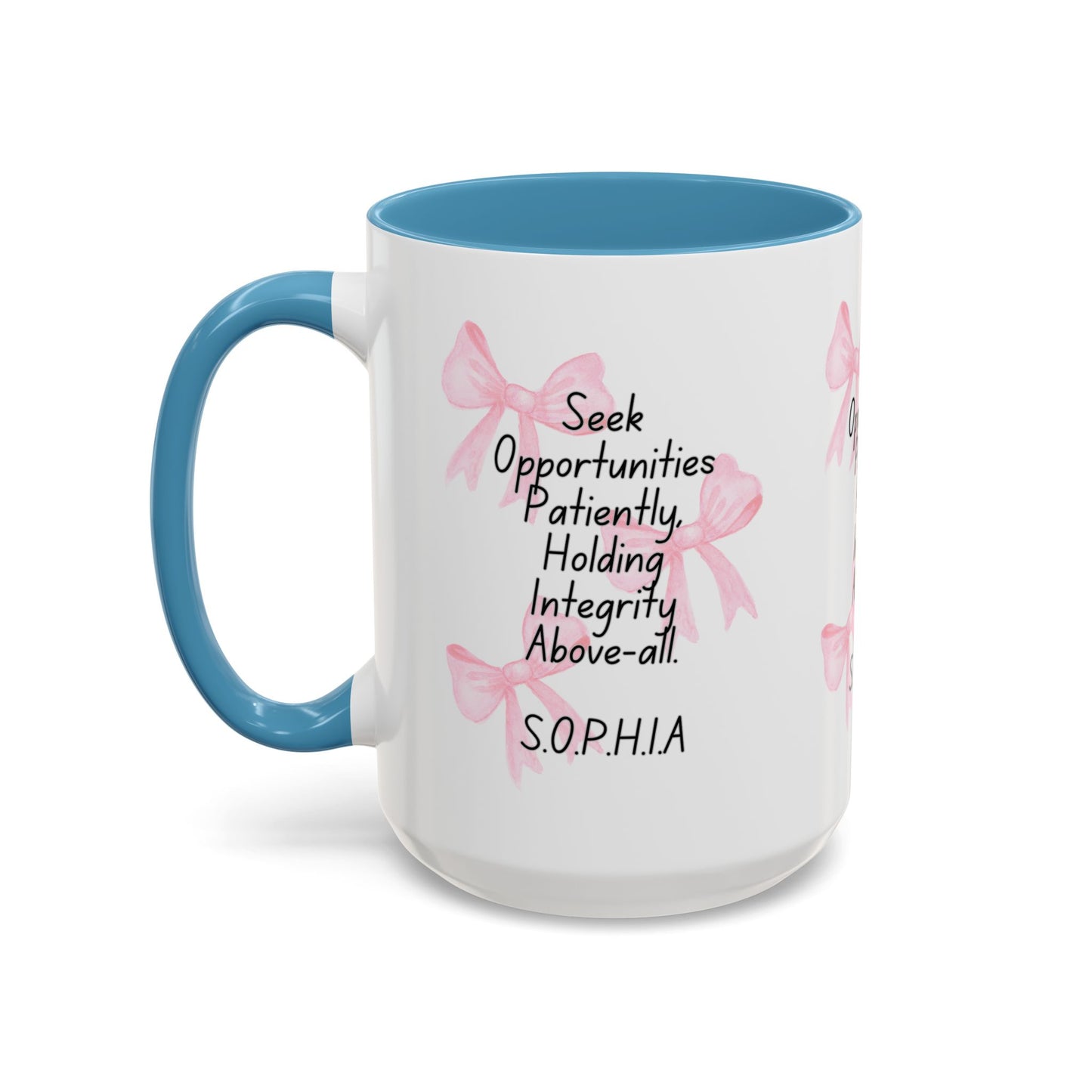 Personalized Pink Bow Accent Coffee Mug