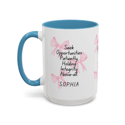 Personalized Pink Bow Accent Coffee Mug