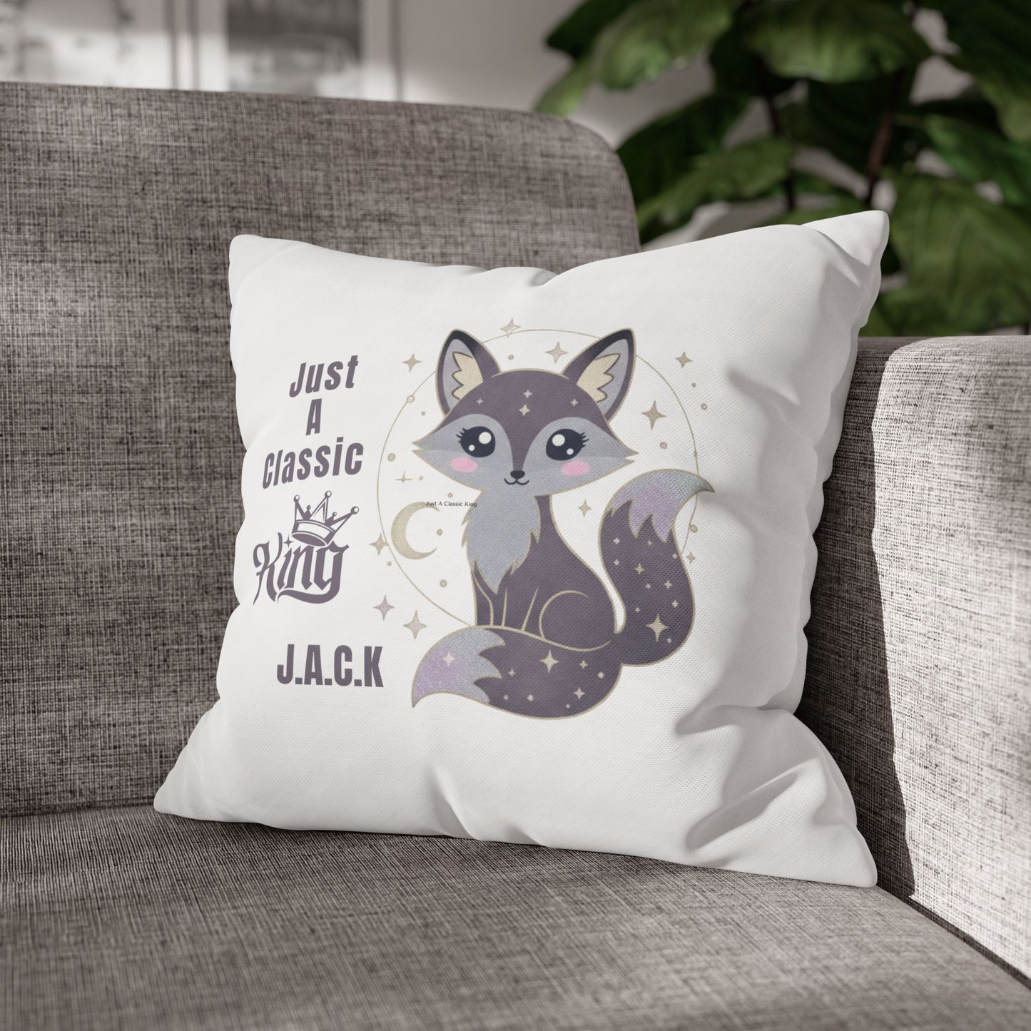 Personalized Initial Quote Fox — Custom Sayings on Square Poly Canvas Pillowcase