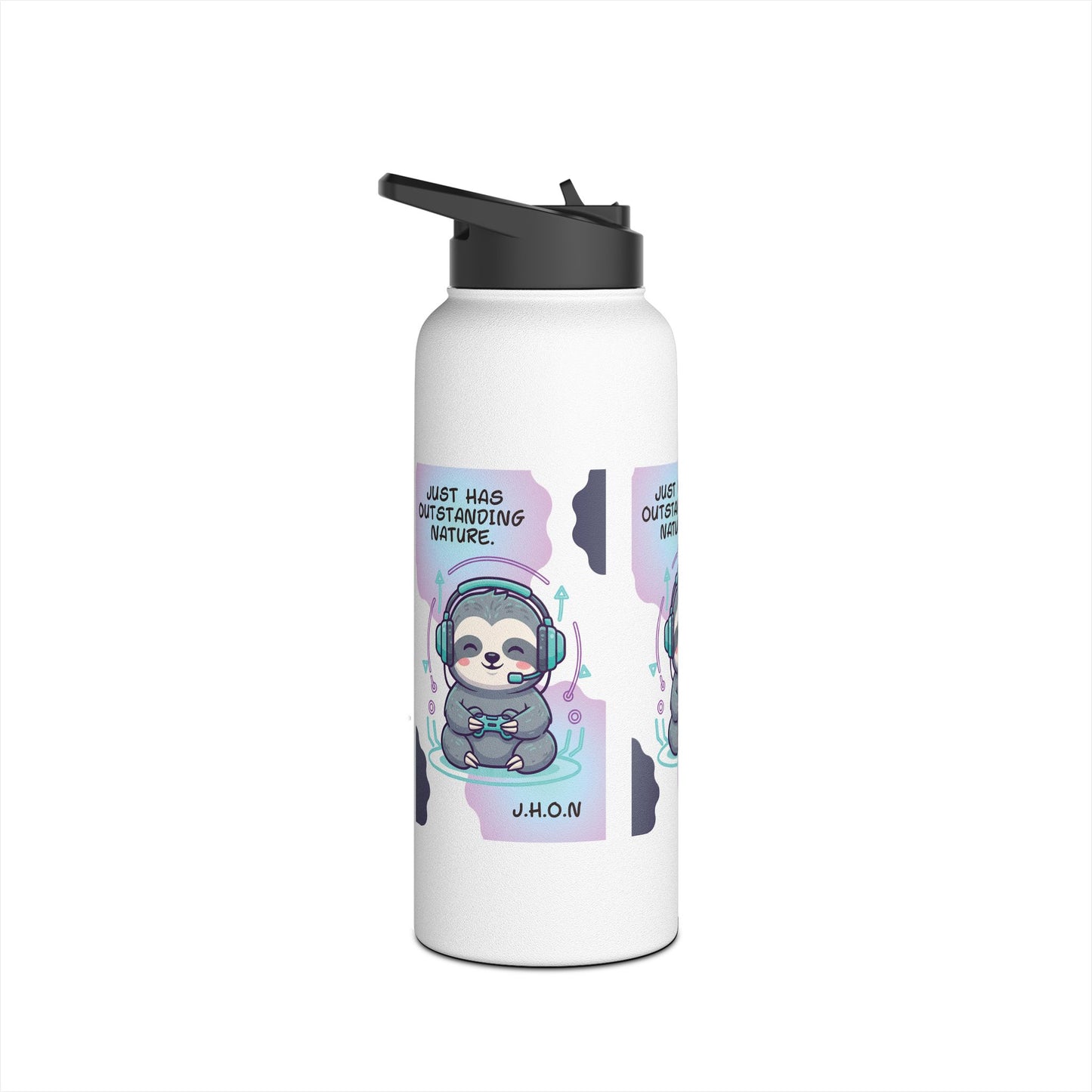 Personalized Initial Quote Sloth Gamer Stainless Steel Water Bottle