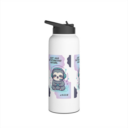 Personalized Initial Quote Sloth Gamer Stainless Steel Water Bottle