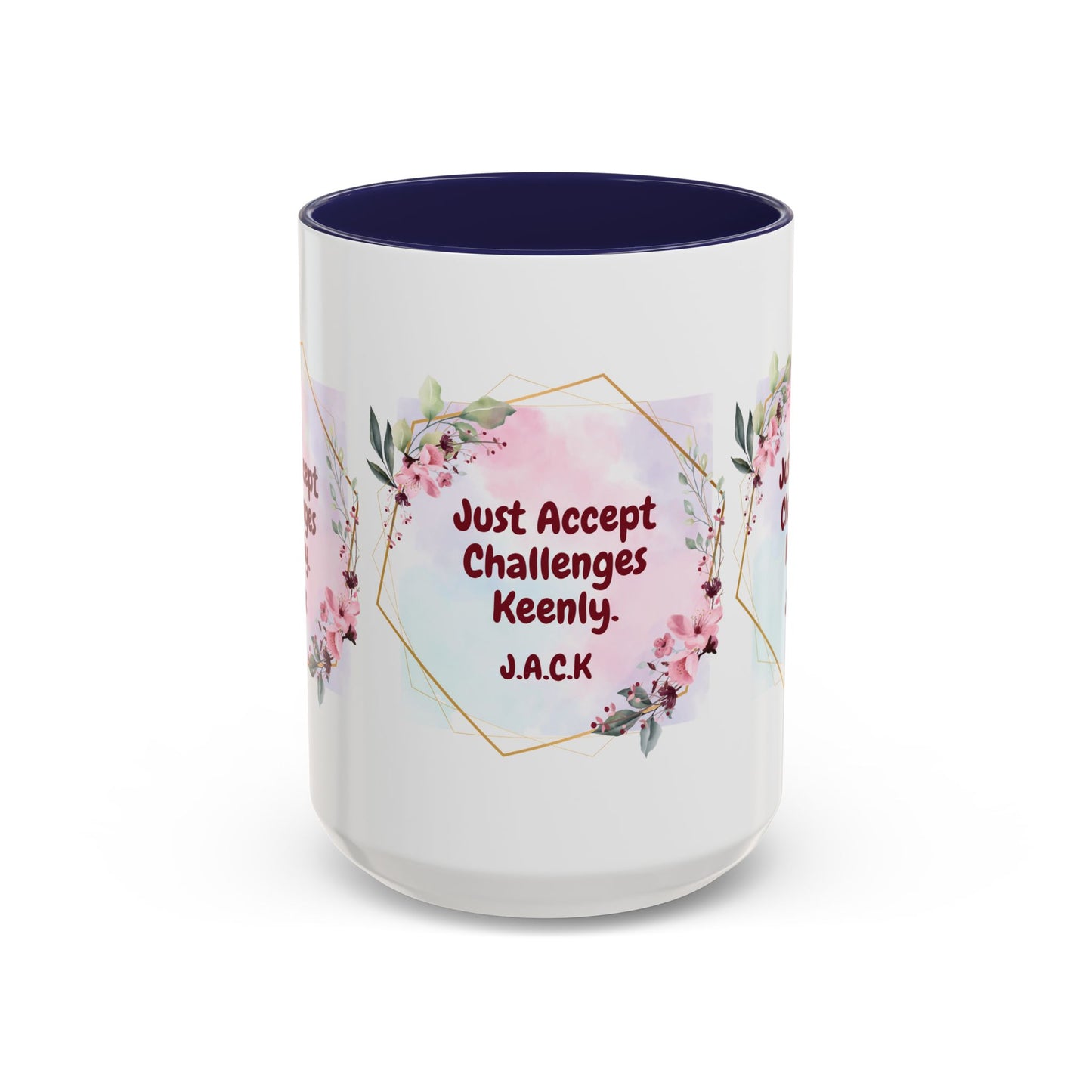 Personalized Floral Frame Accent Coffee Mug