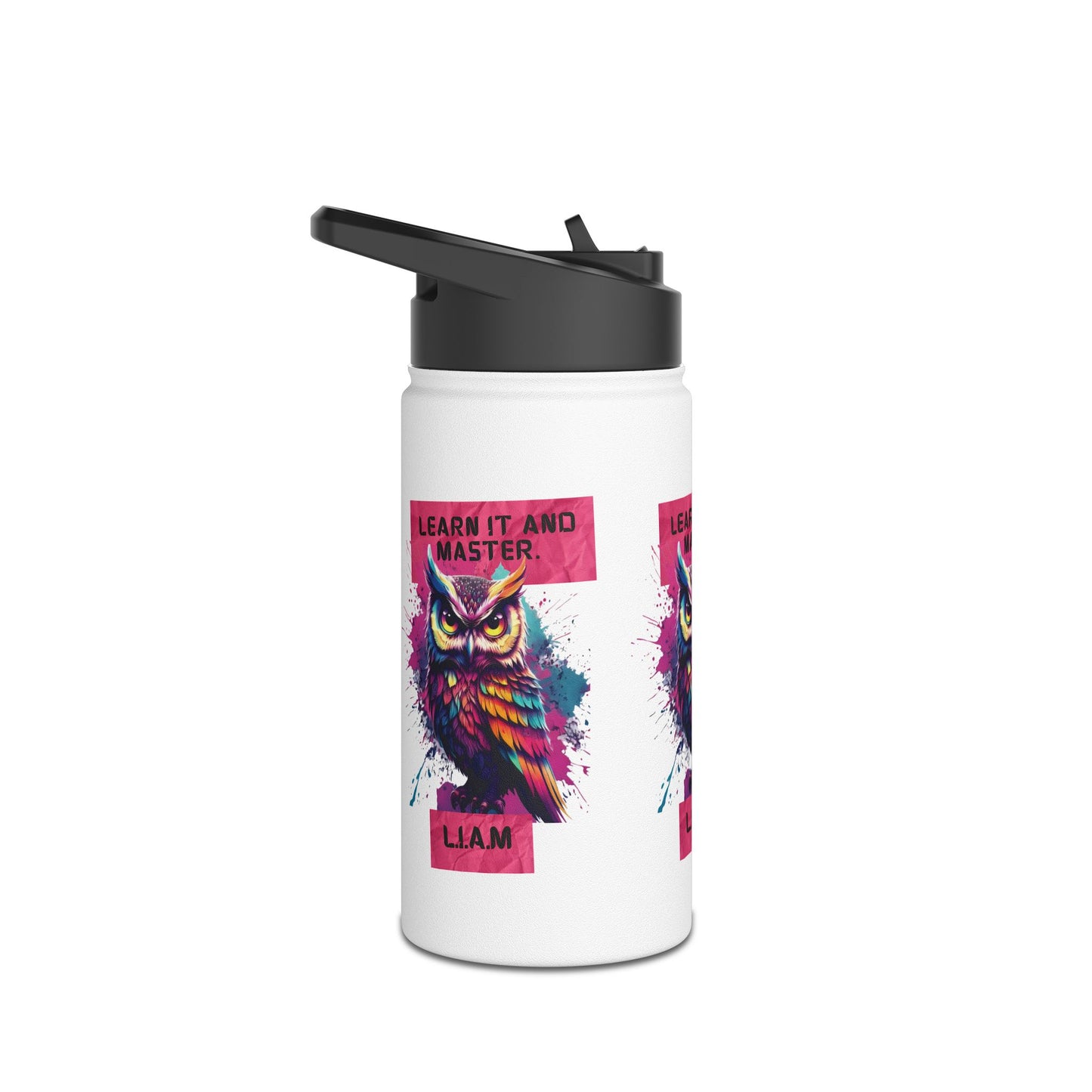 Personalized Initial Quote Owl Stainless Steel Water Bottle