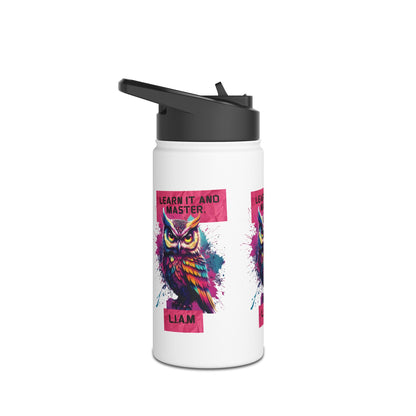 Personalized Initial Quote Owl Stainless Steel Water Bottle