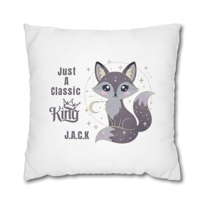 Personalized Initial Quote Fox — Custom Sayings on Square Poly Canvas Pillowcase