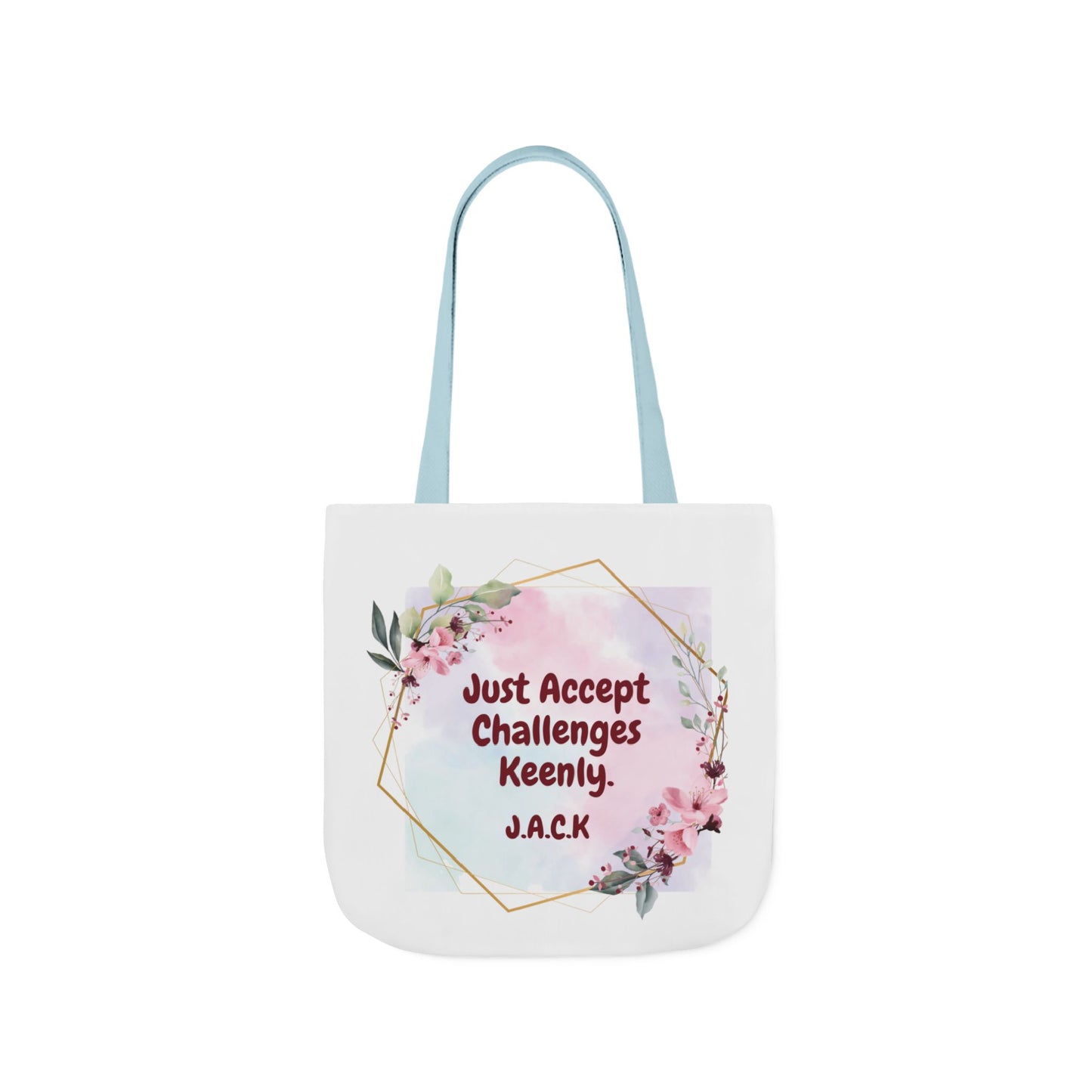 Personalized Initial Quote Floral Frame Canvas Tote Custom Name
