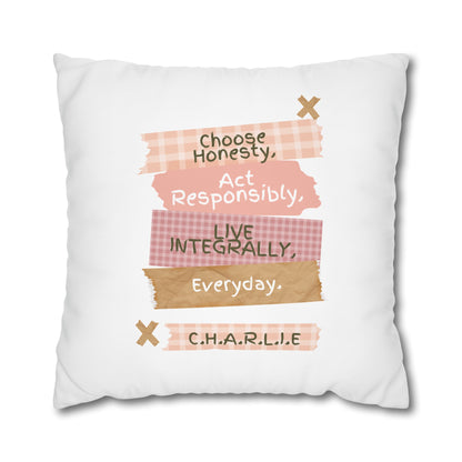 Personalized Initial Quote Note Steps — Custom Sayings on Square Poly Canvas Pillowcase