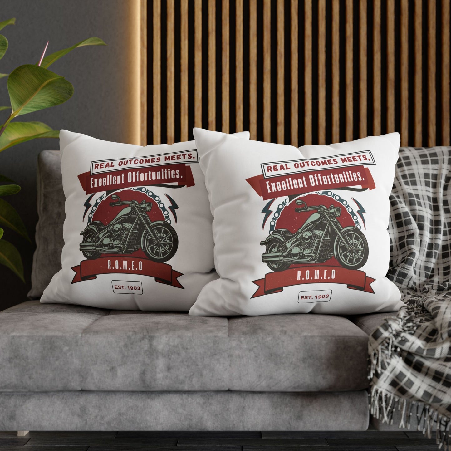 Personalized Initial Quote Motorcycle — Custom Sayings on Square Poly Canvas Pillowcase