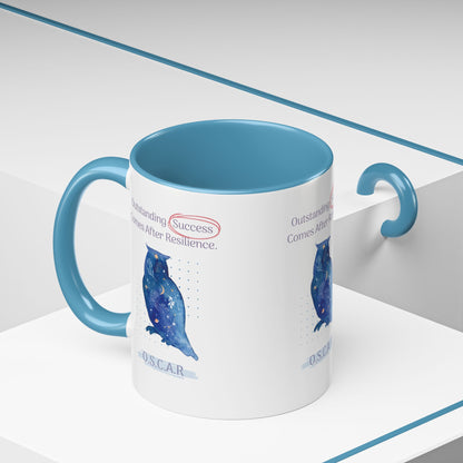 Personalized Initial Galaxy Owl Accent Coffee Mug