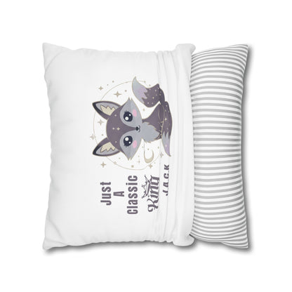Personalized Initial Quote Fox — Custom Sayings on Square Poly Canvas Pillowcase