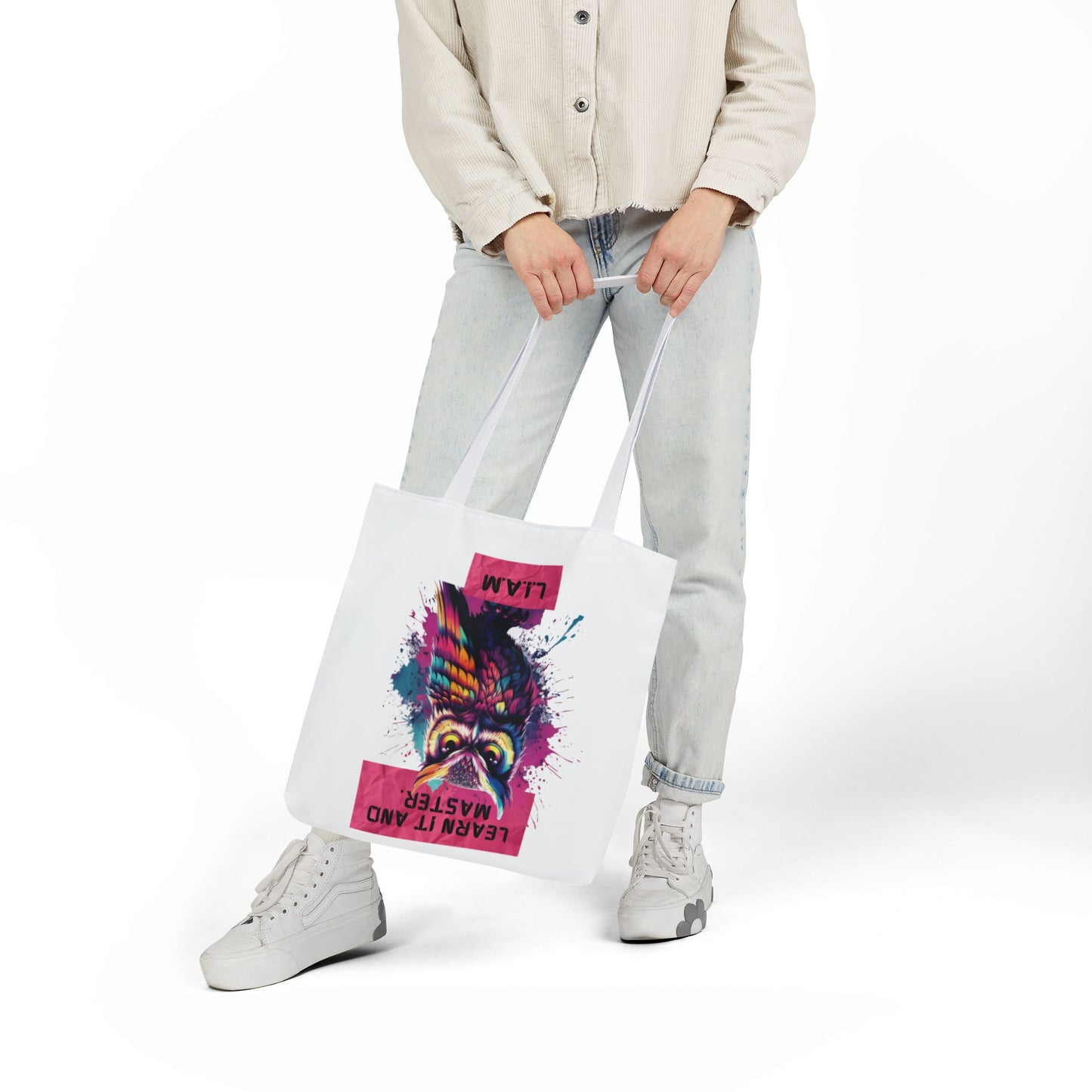 Personalized Initial Quote Owl Canvas Tote Custom Name