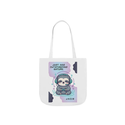 Personalized Initial Quote Sloth Gamer Canvas Tote Custom Name