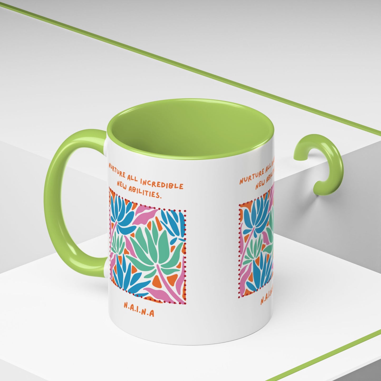 Personalized Initial Floral Momentum Accent Coffee Mug