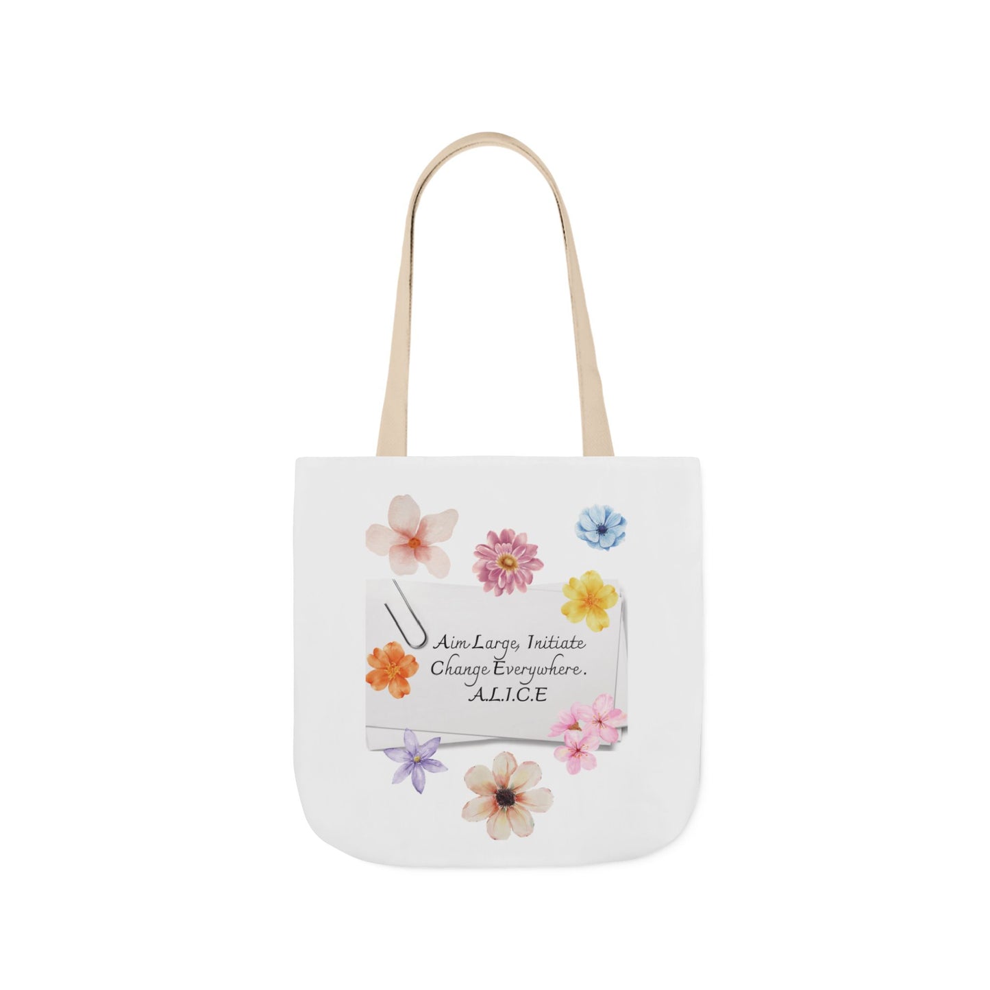 Personalized Initial Quote Floral Clip Canvas Tote Custom Name