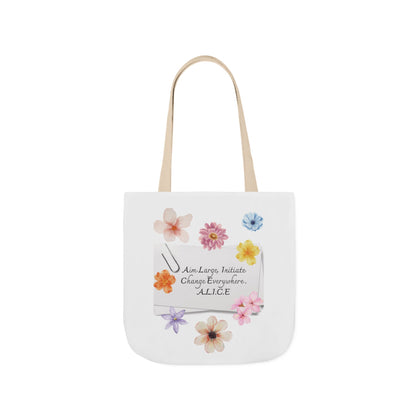 Personalized Initial Quote Floral Clip Canvas Tote Custom Name