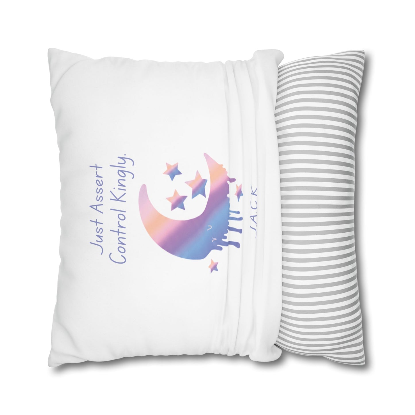 Personalized Initial Quote Moon Dripping — Custom Sayings on Square Poly Canvas Pillowcase