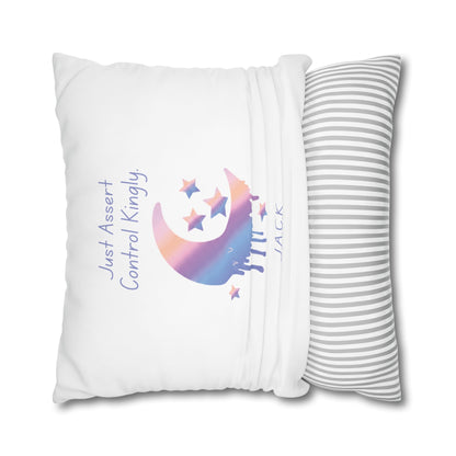 Personalized Initial Quote Moon Dripping — Custom Sayings on Square Poly Canvas Pillowcase