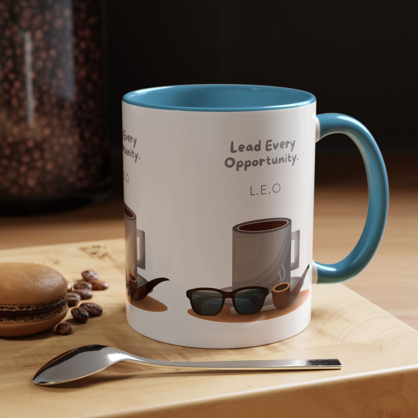 Personalized Initial Coffee and Sunglasses Accent Coffee Mug
