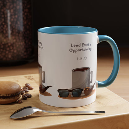 Personalized Initial Coffee and Sunglasses Accent Coffee Mug
