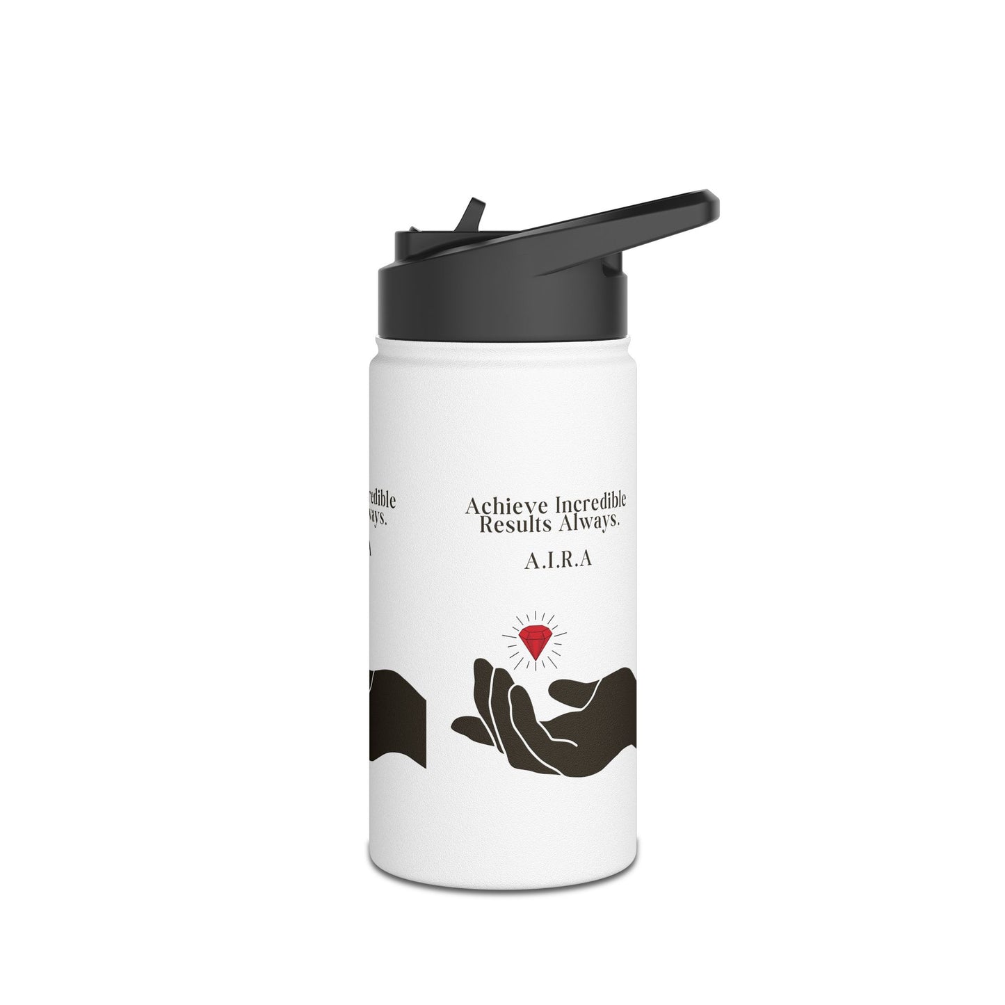 Personalized Initial Quote Hand and Gem Stainless Steel Water Bottle