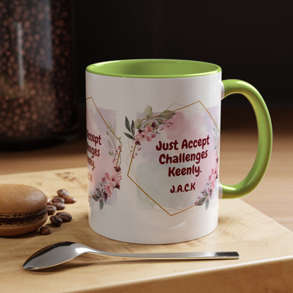 Personalized Floral Frame Accent Coffee Mug