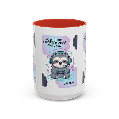 Personalized Initial Sloth Gamer Accent Coffee Mug