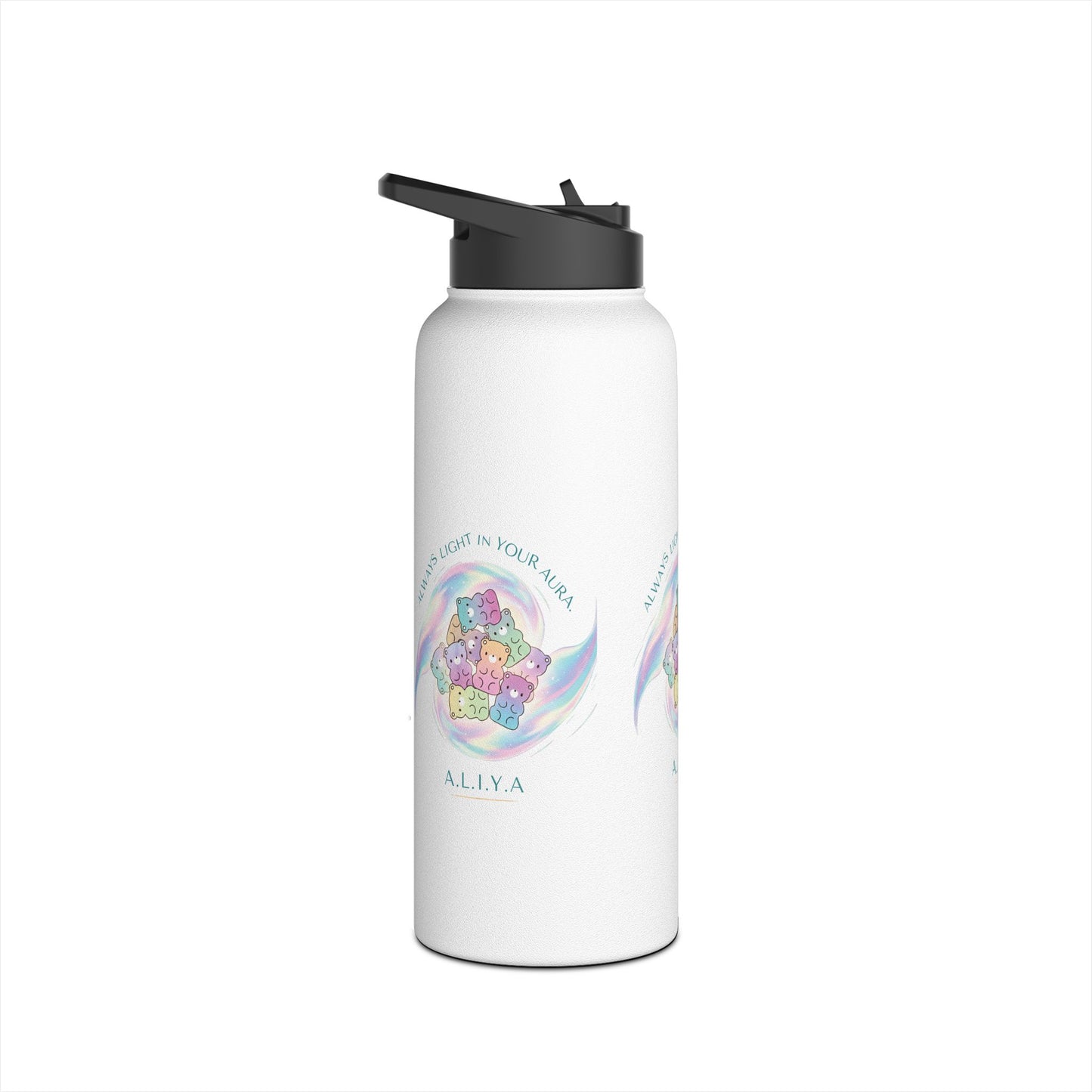 Personalized Initial Pastel Bear Stainless Steel Water Bottle