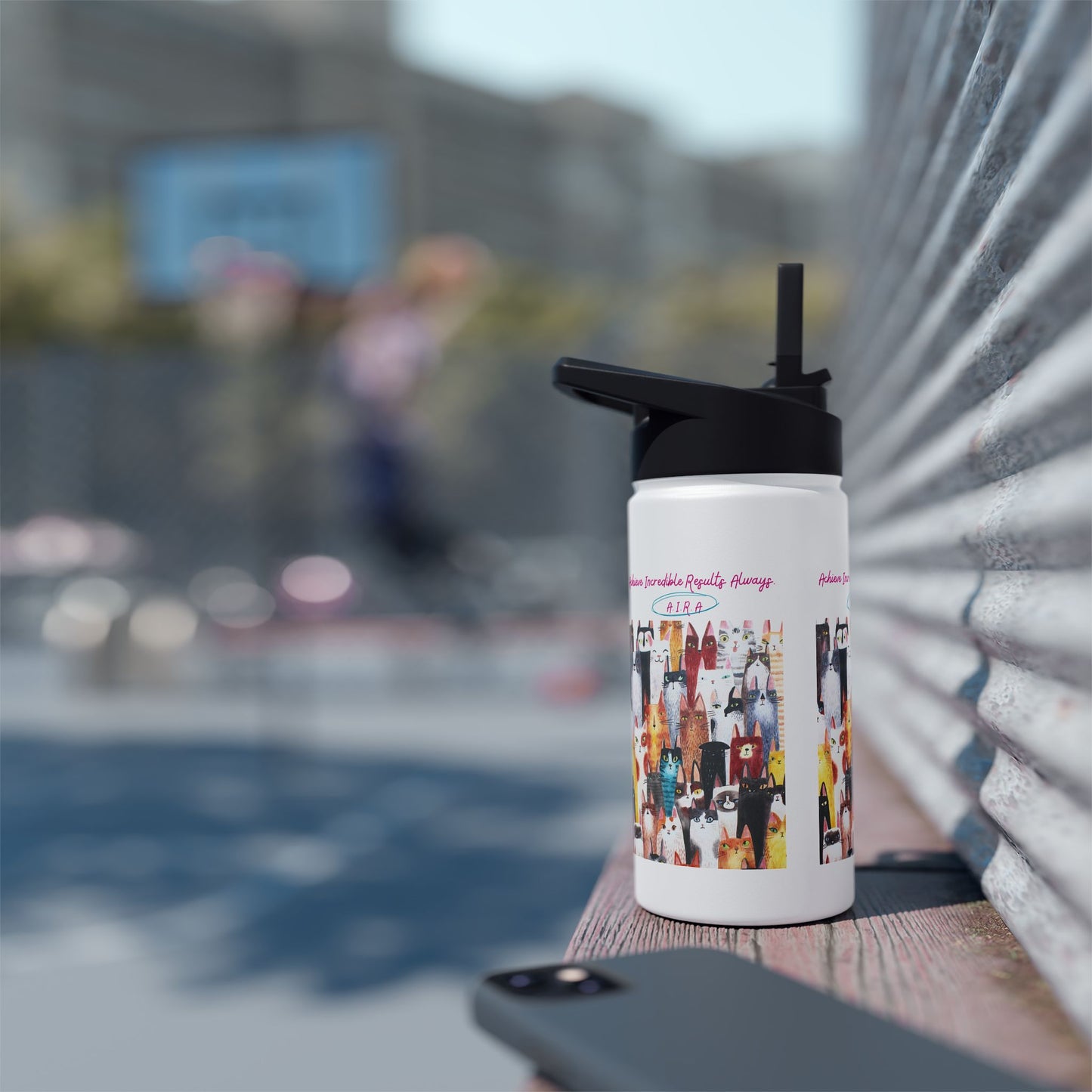 Personalized Initial Quote Cat Collage Stainless Steel Water Bottle