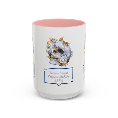 Personalized Initial Floral Skull Accent Coffee Mug