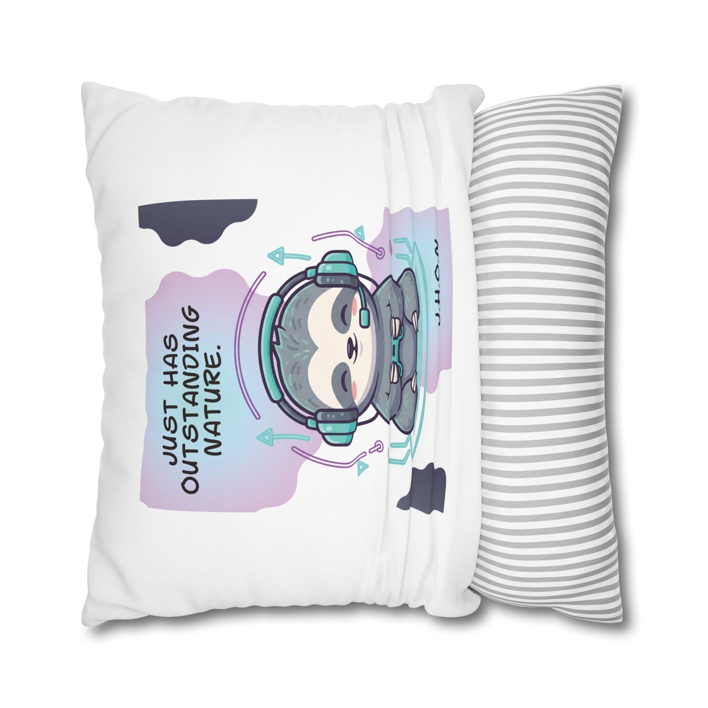 Personalized Initial Quote Sloth Gamer — Custom Sayings on Square Poly Canvas Pillowcase