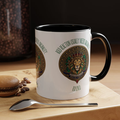 Personalized Initial Circled Lion Accent Coffee Mug