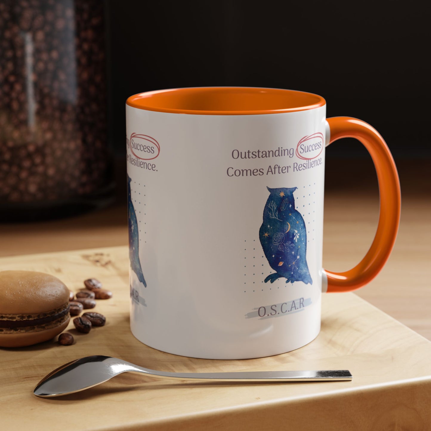 Personalized Initial Galaxy Owl Accent Coffee Mug