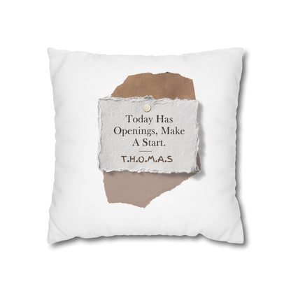 Personalized Initial Quote Torn Paper — Custom Sayings on Square Poly Canvas Pillowcase