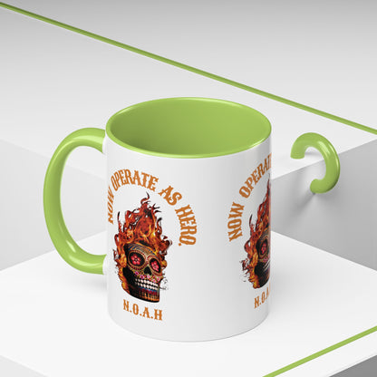 Personalized Initial Fire Skull Accent Coffee Mug