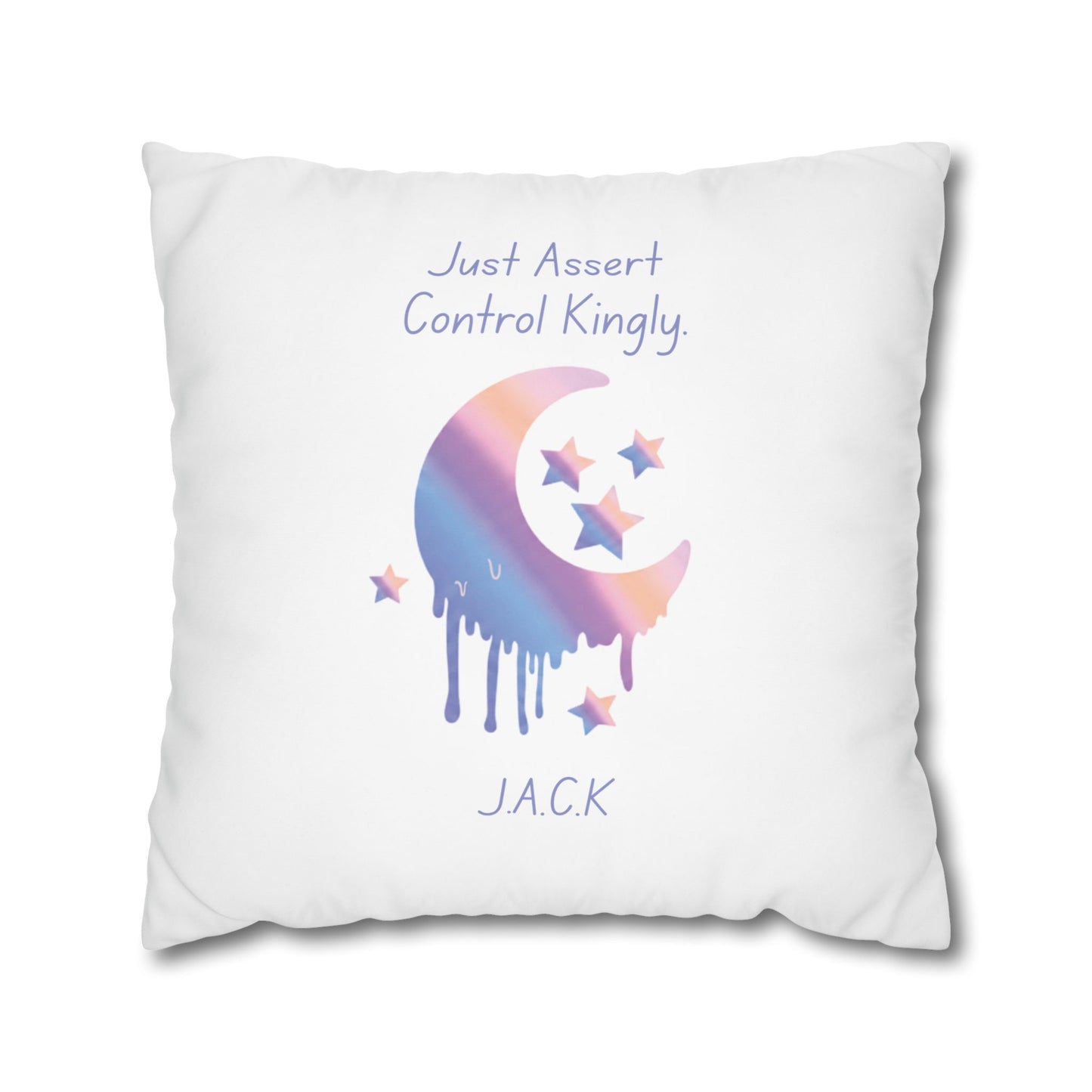 Personalized Initial Quote Moon Dripping — Custom Sayings on Square Poly Canvas Pillowcase